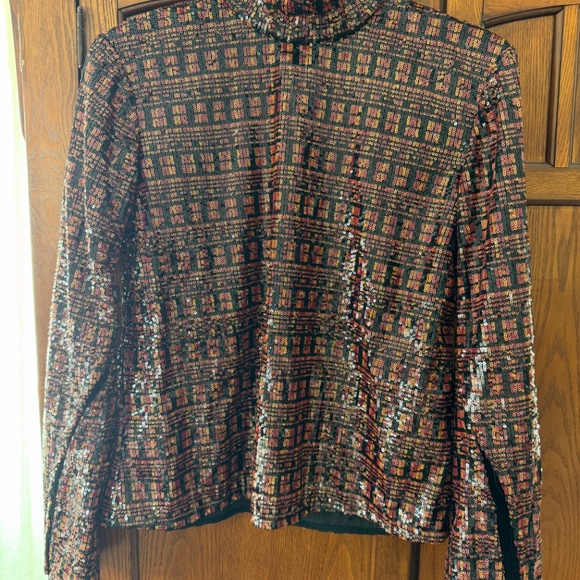 ZARA High Collar Long Sleeve Sequin Top in Medium - Picture 5 of 5